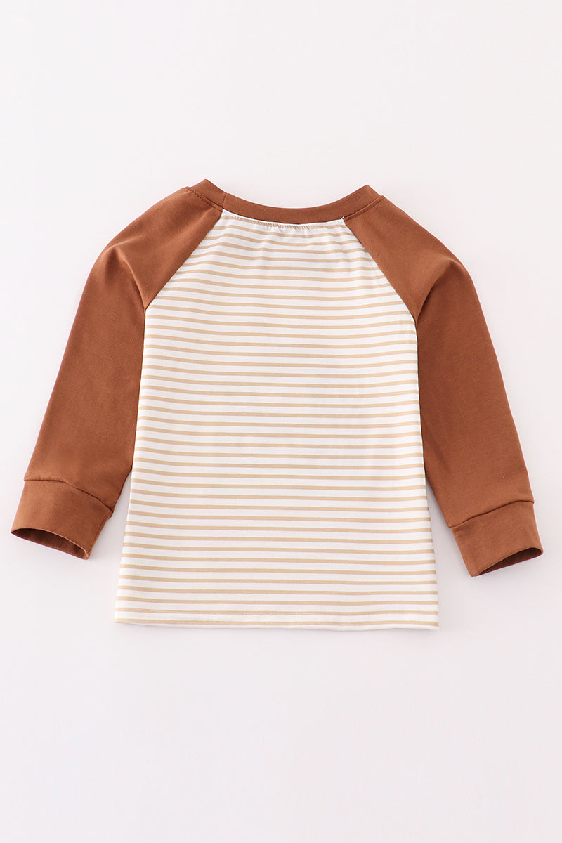 Noah's ark embroidery stripe boy top