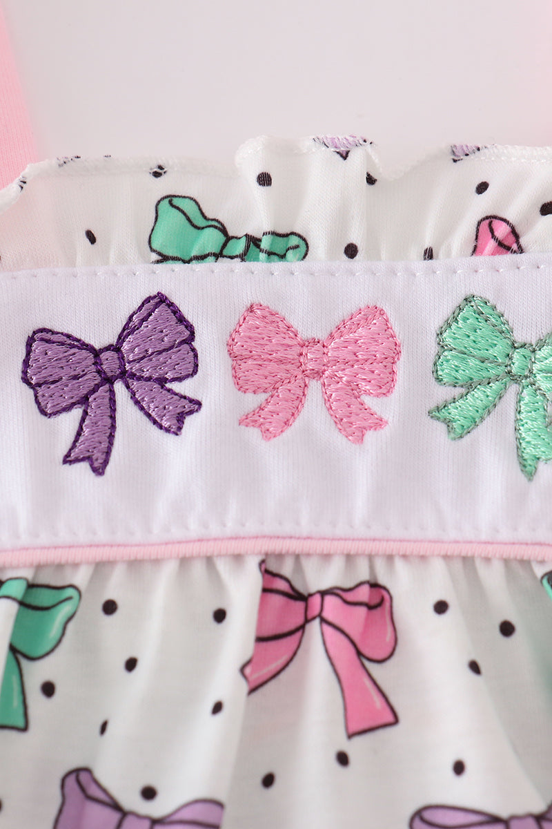 Pink bow embroidery print bubble