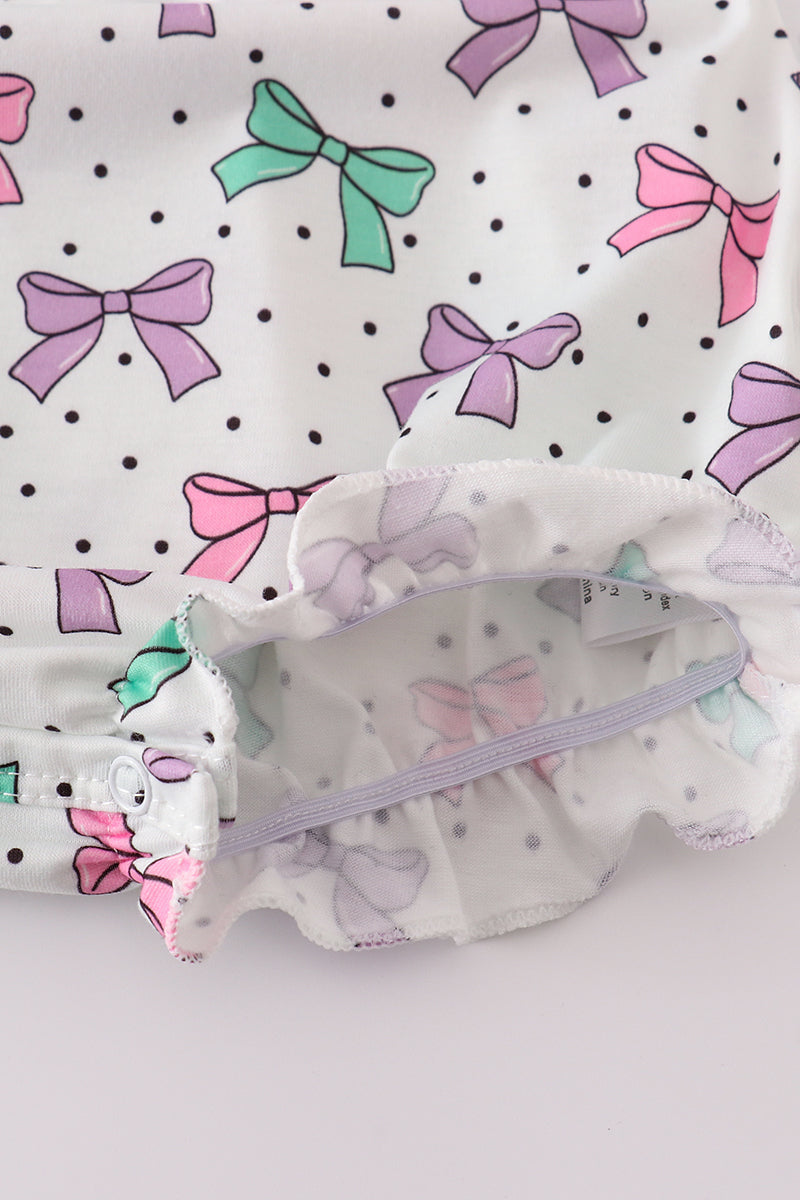 Pink bow embroidery print bubble