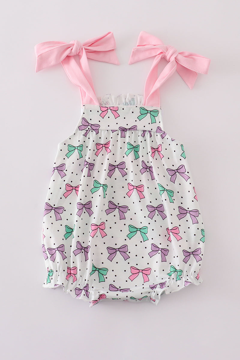 Pink bow embroidery print bubble