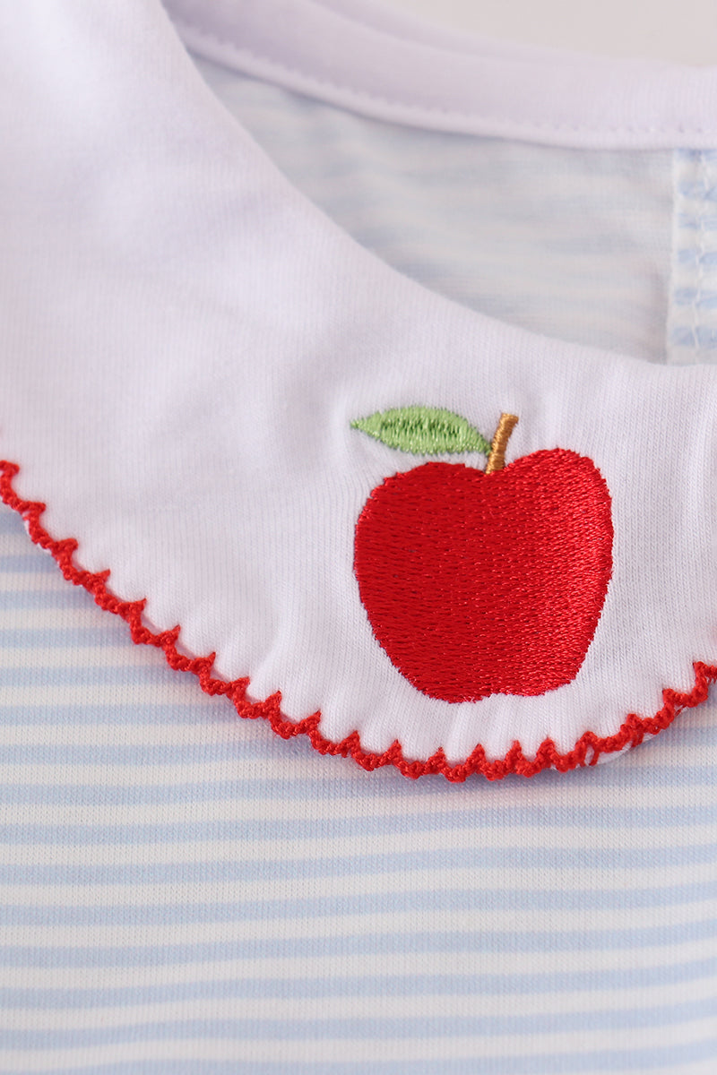 Blue stripe apple embroidery dress