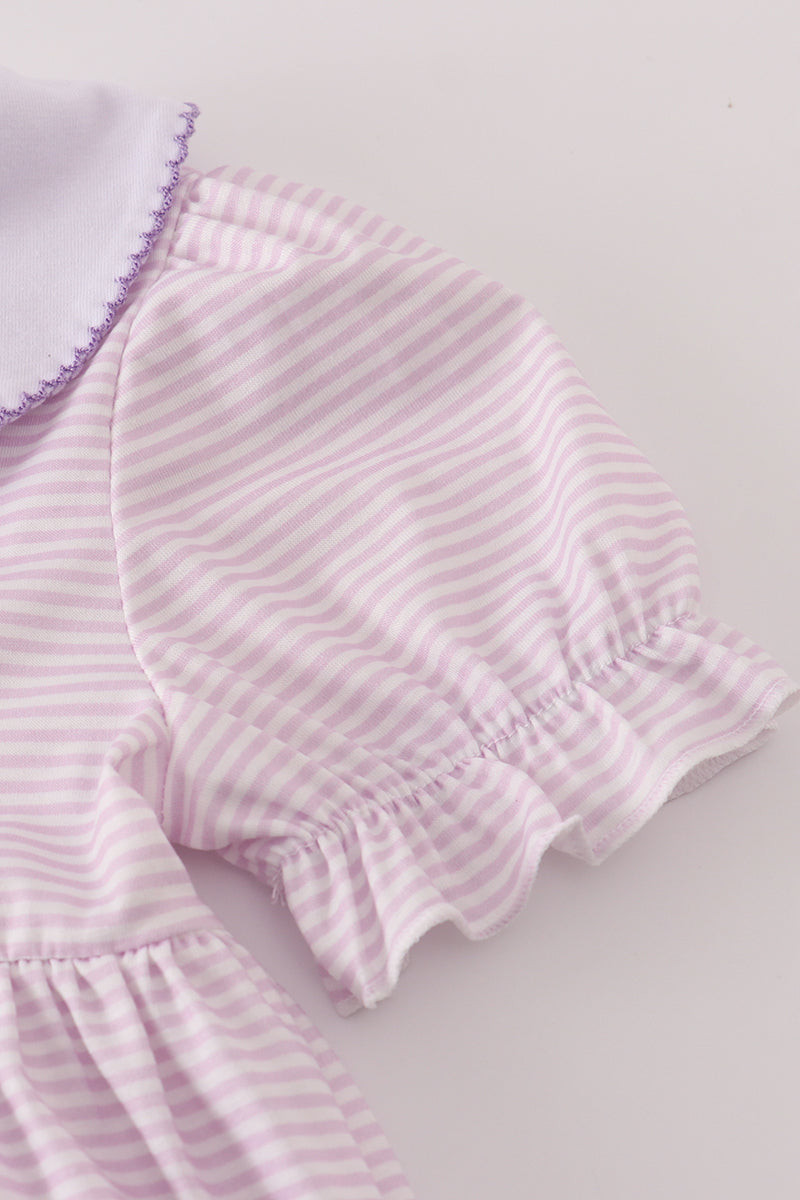Purple stripe crayon embroidery dress