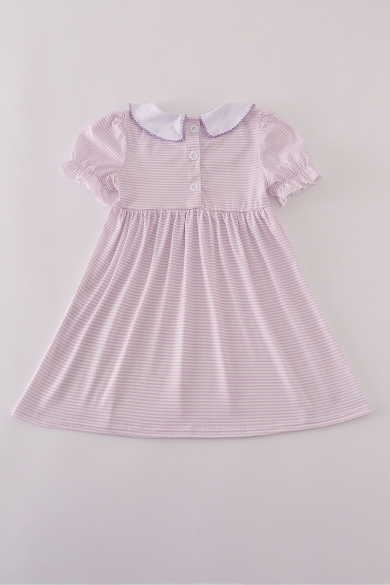 Purple stripe crayon embroidery dress