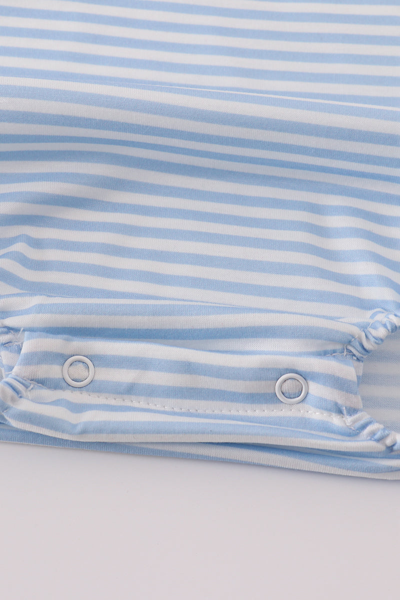 Red stripe apple embroidery ruffle bubble
