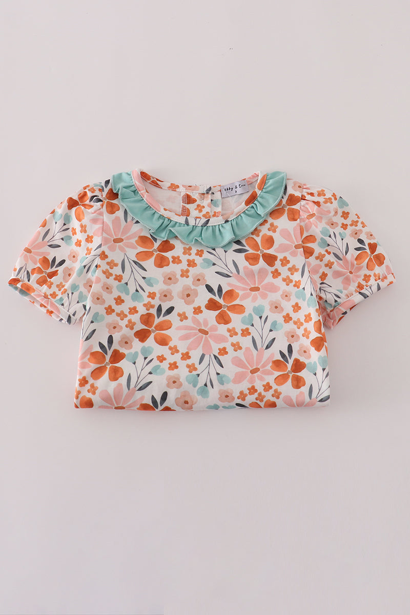 Sage floral ruffle dress