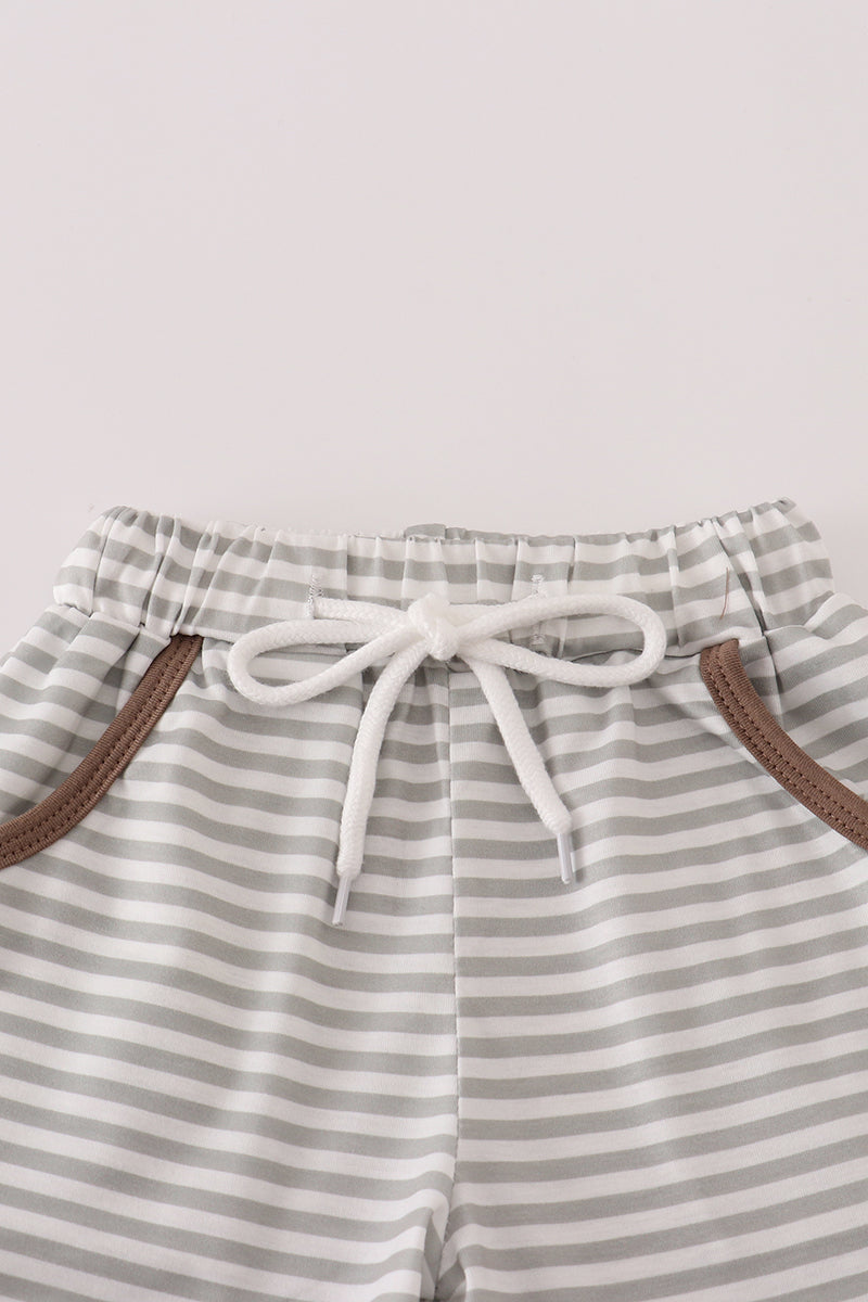 Brown god's country embroidery shorts set